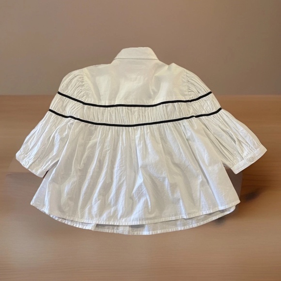 Anthropologie Maeve Leandra Blouse XXS Shirred Yoke Feminine Classic Classy - Picture 7 of 8